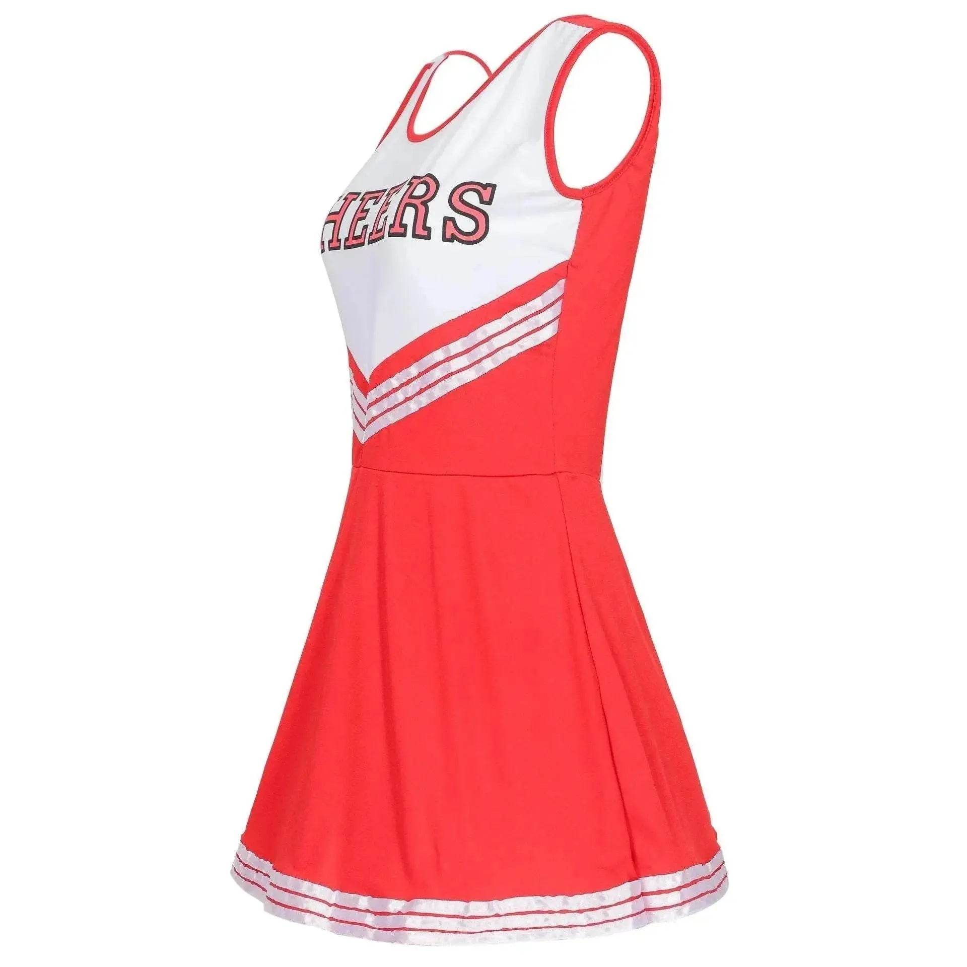 Women Cheerleader Costume Outfit With Poms Fancy Uniform Sports Dress - Ecosfun