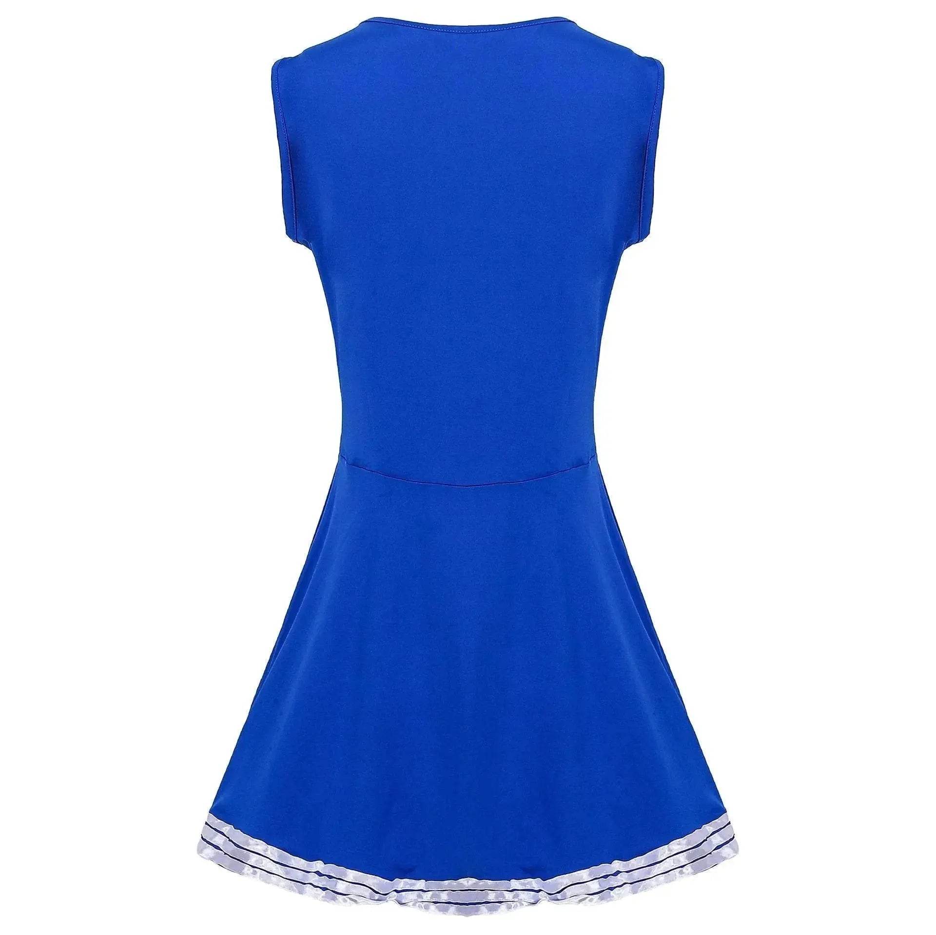 Women Cheerleader Costume Outfit With Poms Fancy Uniform Sports Dress - Ecosfun