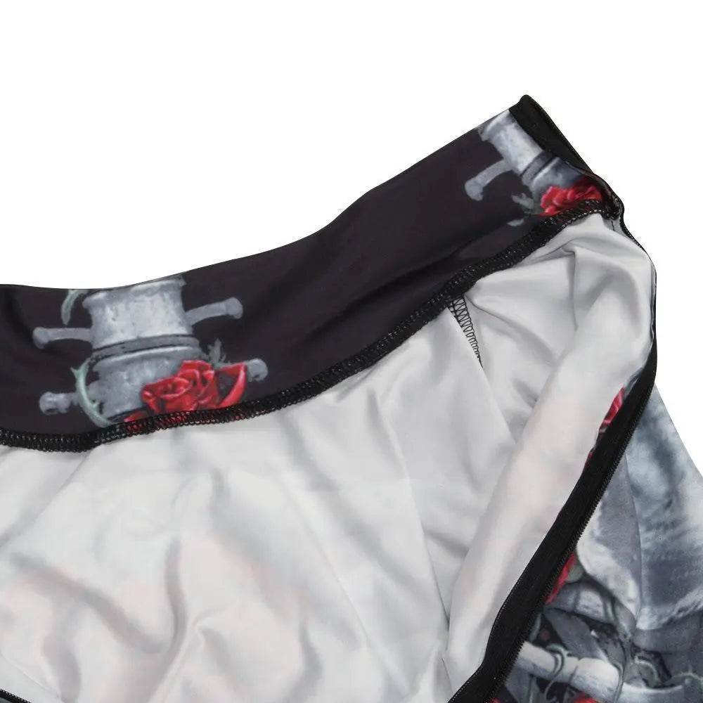 Women Printed Rose Skull Skeleton Catsuit Halloween Costume - Ecosfun