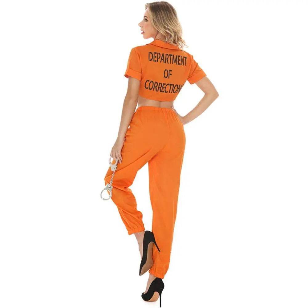 Women Prisoner Costume Halloween Cosplay Jumpsuit Female - Ecosfun