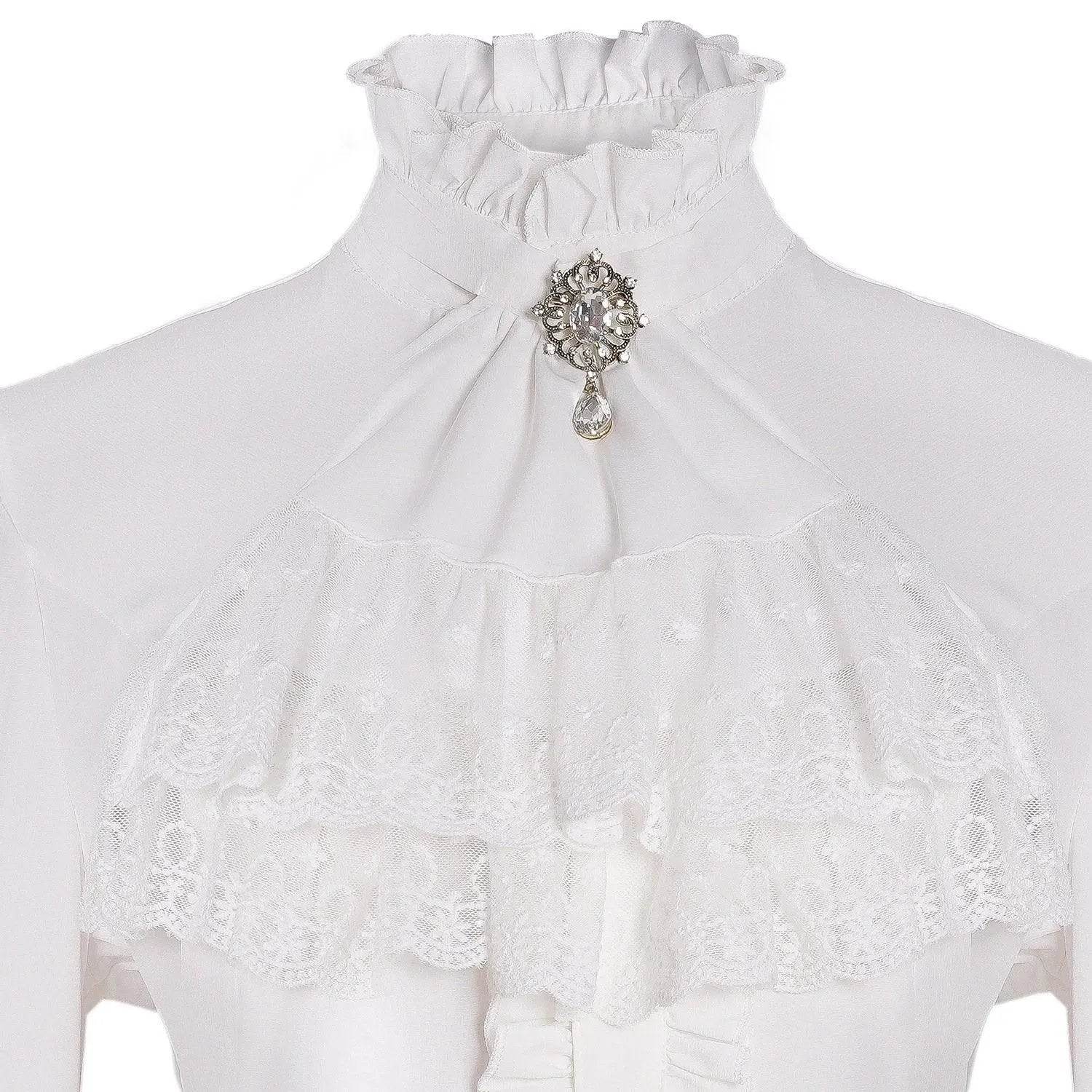 Women's Lolita Palace Retro Blouse Long Bell Sleeve Ruffled Shirt - Ecosfun