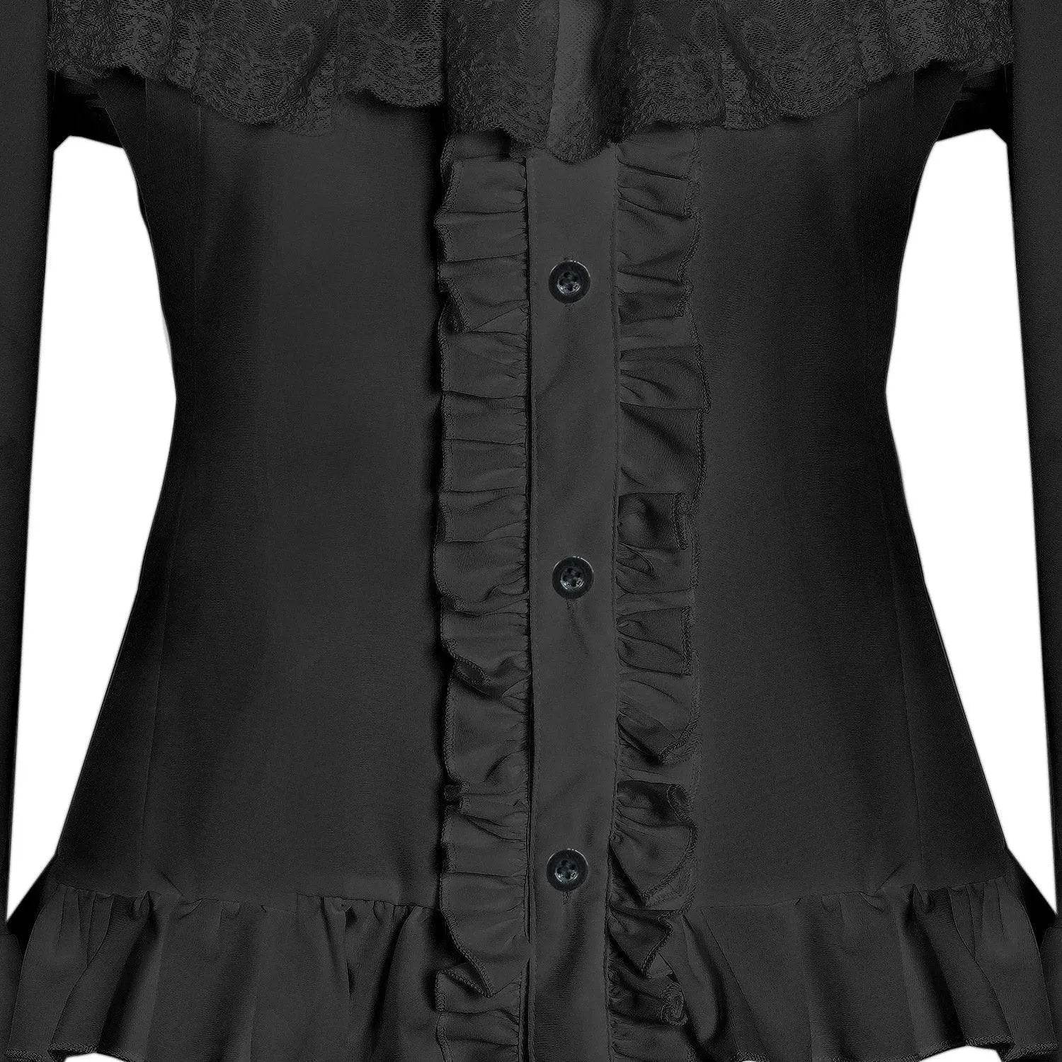 Women's Lolita Palace Retro Blouse Long Bell Sleeve Ruffled Shirt - Ecosfun
