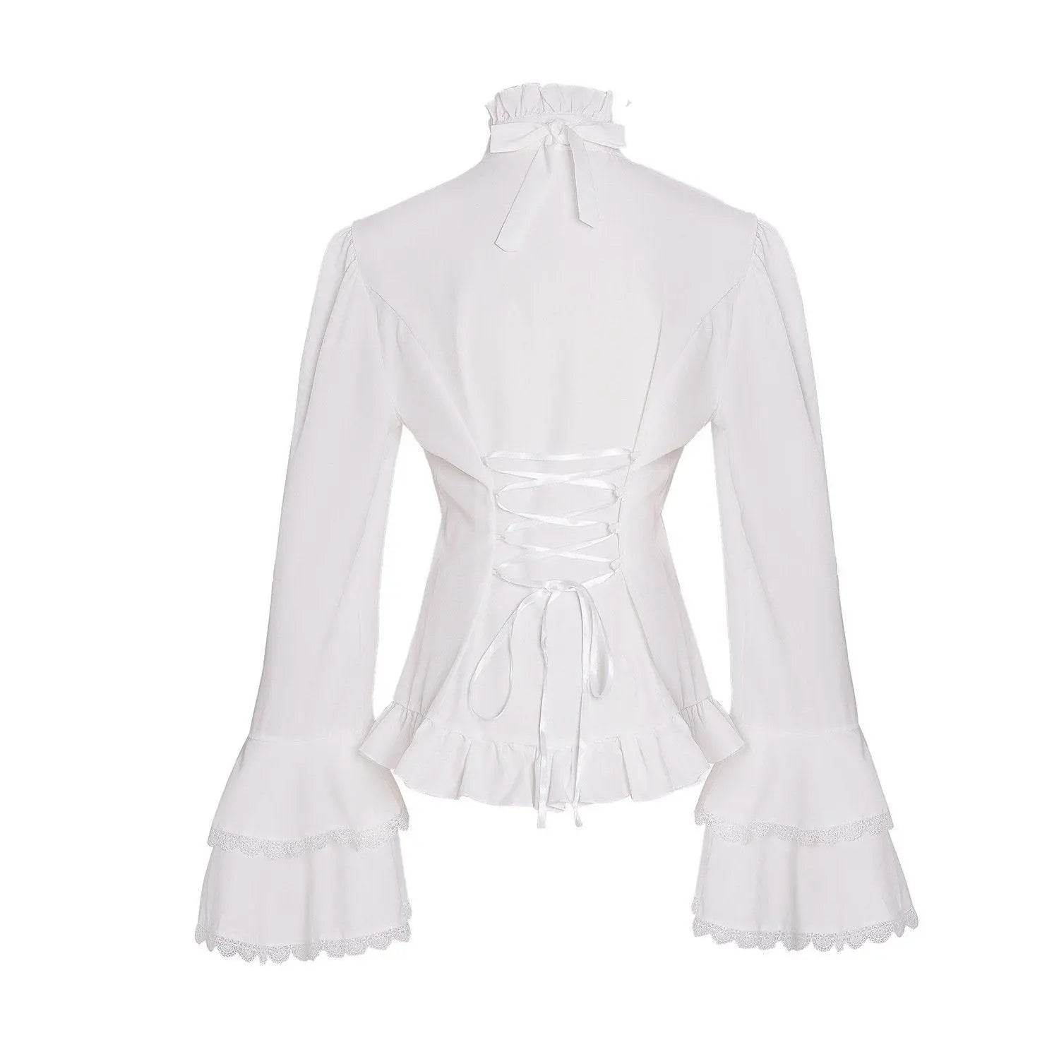 Women's Lolita Palace Retro Blouse Long Bell Sleeve Ruffled Shirt - Ecosfun
