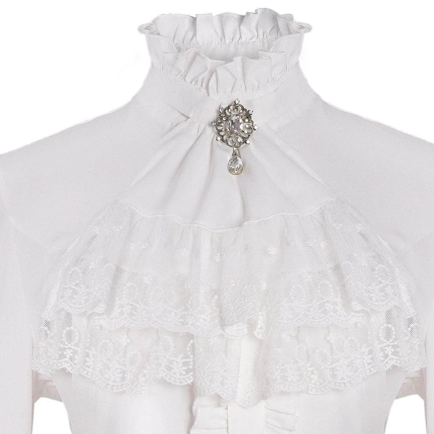 Women's Lolita Palace Retro Blouse Long Bell Sleeve Ruffled Shirt - Ecosfun
