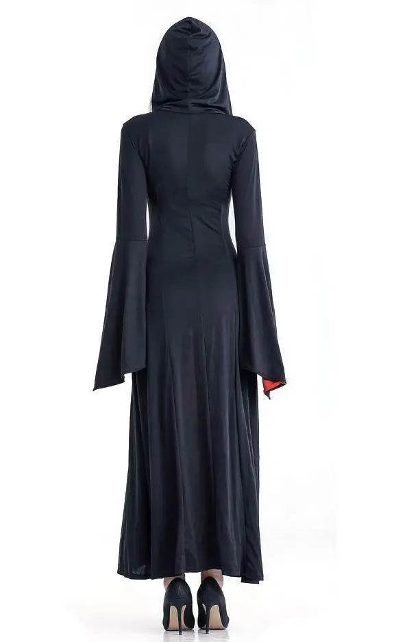 Women's Medieval Vintage Demon Hooded Witch Dress Cosplay Costume Halloween Renaissance Gothic - Ecosfun