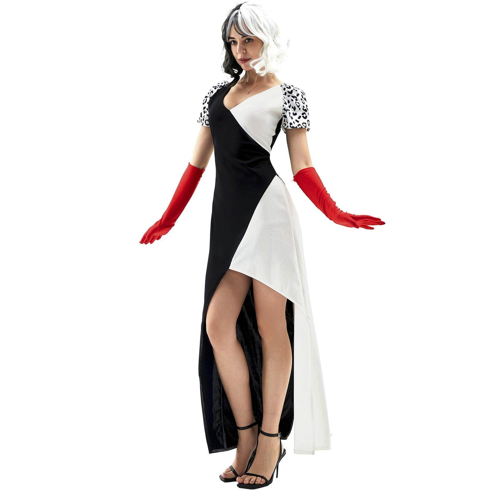 Cruella Duster Stage Costume Dress Adult Halloween Women - Ecosfun
