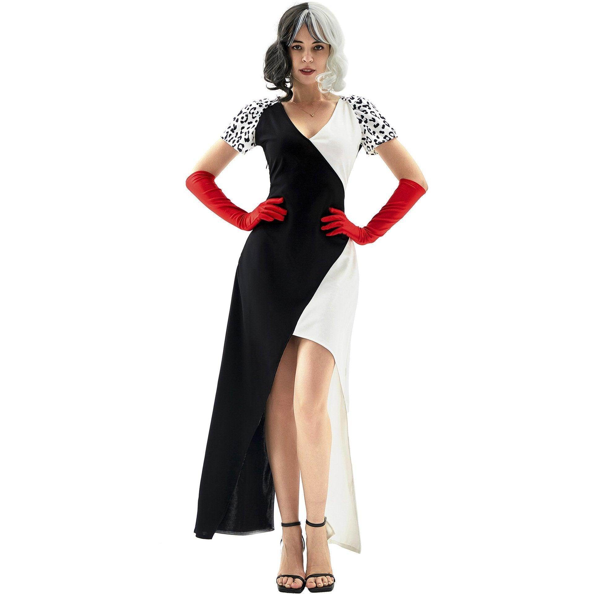 Cruella Duster Stage Costume Dress Adult Halloween Women - Ecosfun
