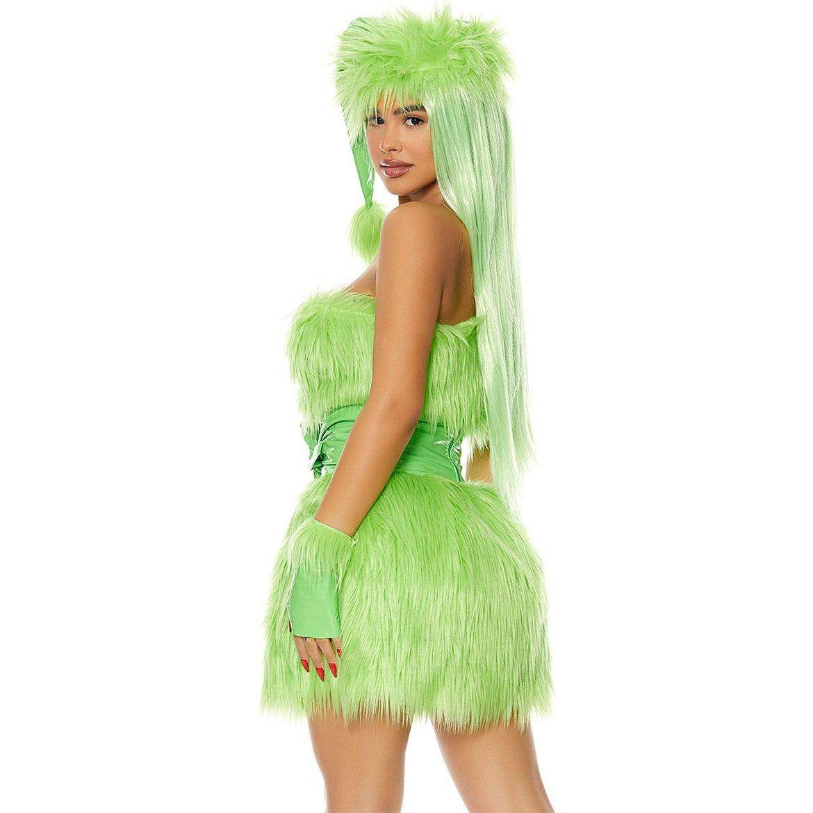 Adult The Grinch Costume Dress with Gloves for Halloween Christmas - Ecosfun