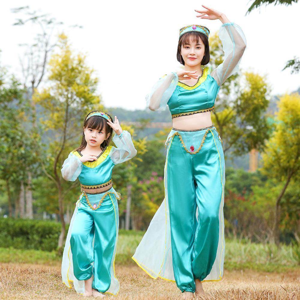 Aladdin Princess Jasmine Costume Cosplay Matching Dress Mom And Me - Ecosfun