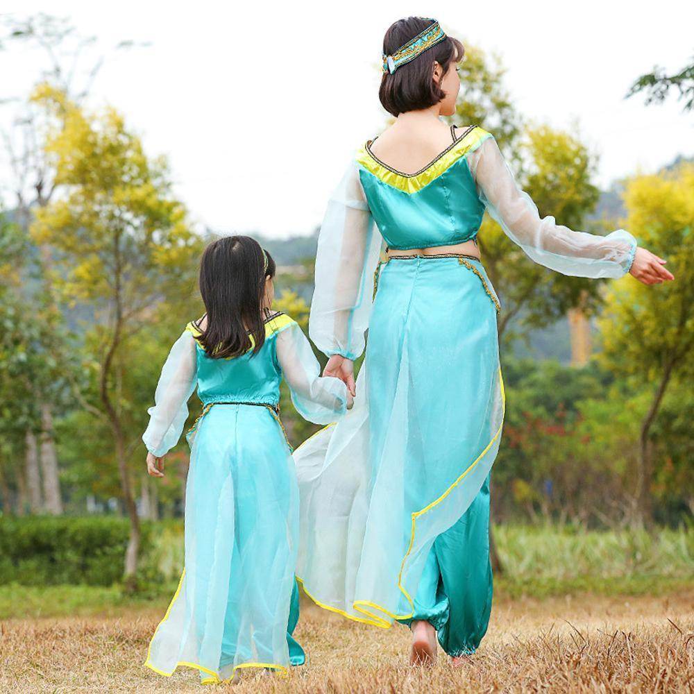 Aladdin Princess Jasmine Costume Cosplay Matching Dress Mom And Me - Ecosfun