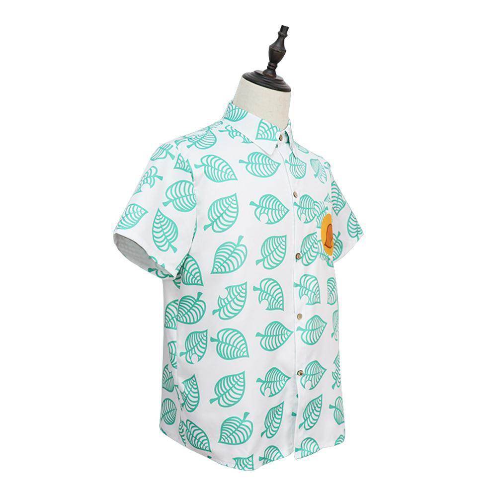 Animal Crossing Button Up Shirt Costume Cosplay Leaf Tee Shirts Top Halloween Outfit Dress Up For Adults - Ecosfun