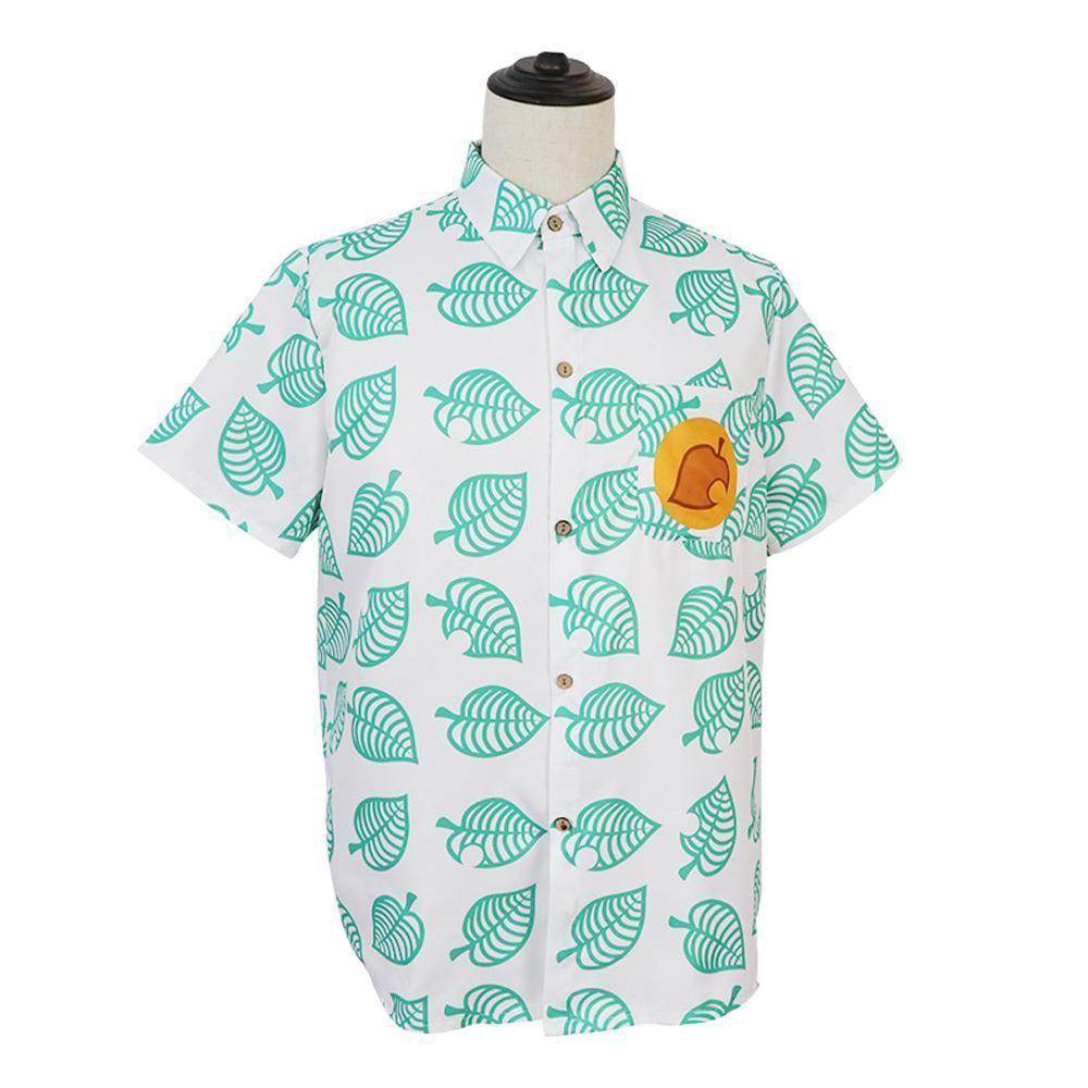 Animal Crossing Button Up Shirt Costume Cosplay Leaf Tee Shirts Top Halloween Outfit Dress Up For Adults - Ecosfun