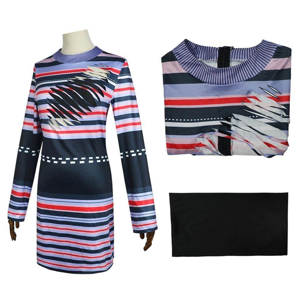 Astrid Deetz Costume Ball Dress Beetlejuice Skirt Striped Dress For Women Halloween - Ecosfun