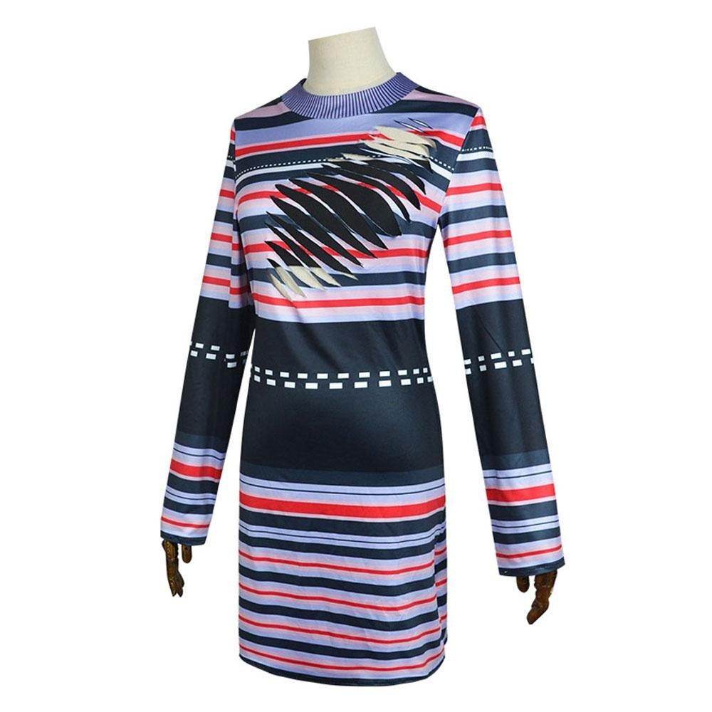 Astrid Deetz Costume Ball Dress Beetlejuice Skirt Striped Dress For Women Halloween - Ecosfun