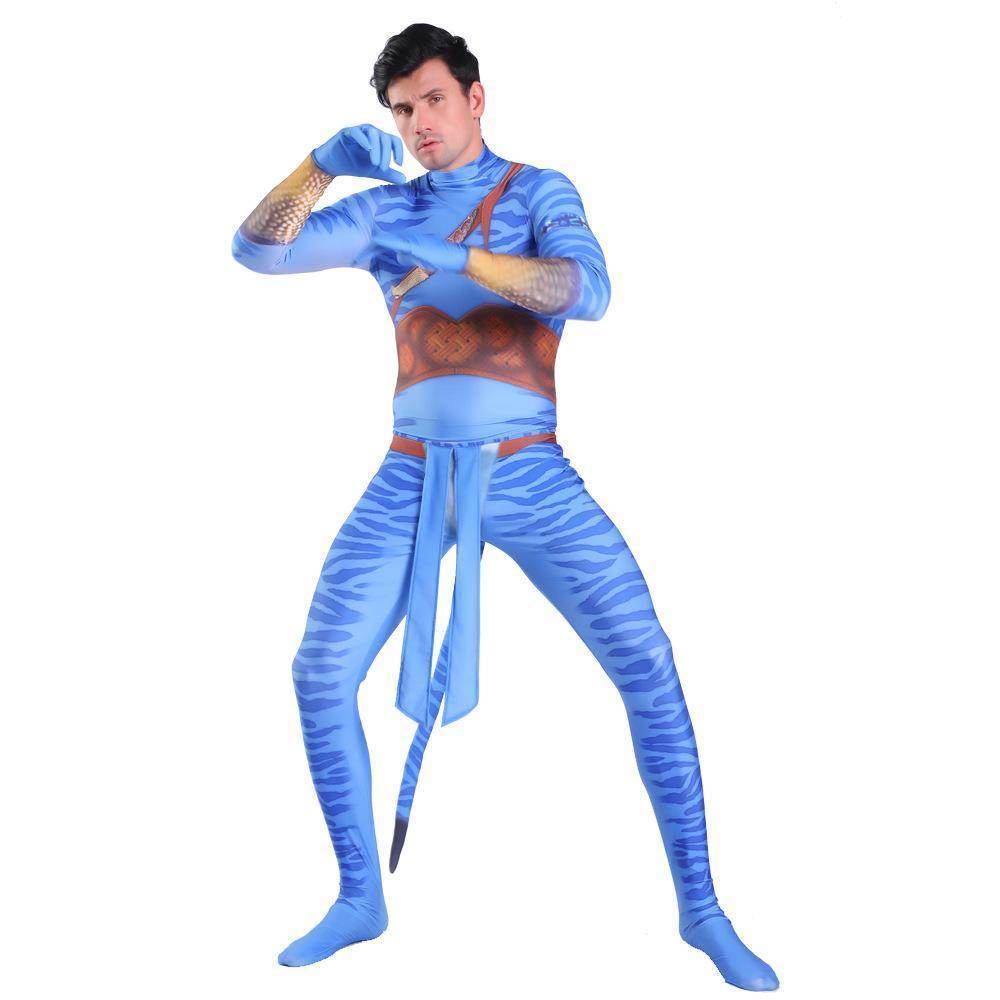 Avatar 2 Neytiri Battle Costume Tail Suit Unisex Jumpsuit Halloween Cosplay Zentai Bodysuit for Adult Kids - Ecosfun