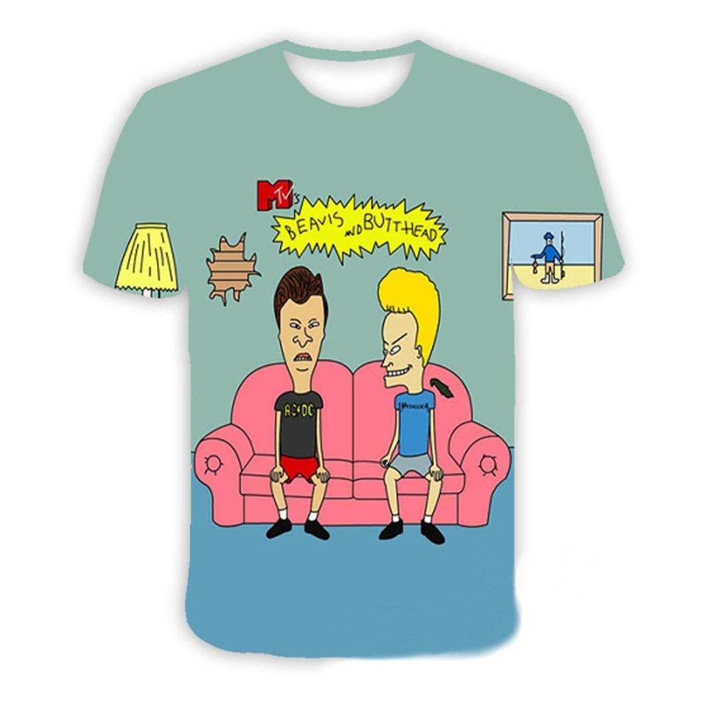 Beavis and butthead costumes round neck short sleeve men's 3D T-shirt - Ecosfun