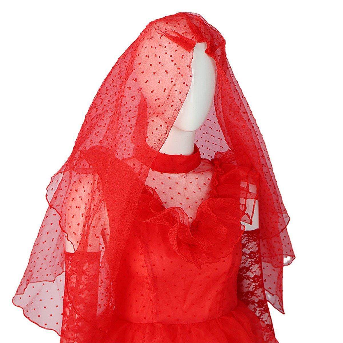 Beetlejuice Lydia Deetz Red wedding Dress Halloween Cosplay Costume For Women - Ecosfun