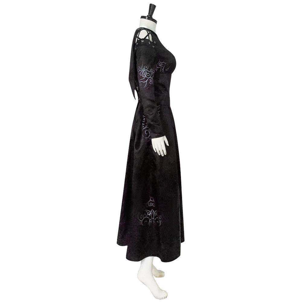 Bellatrix Lestrange Satin Dress Halloween Cosplay Costume - Ecosfun