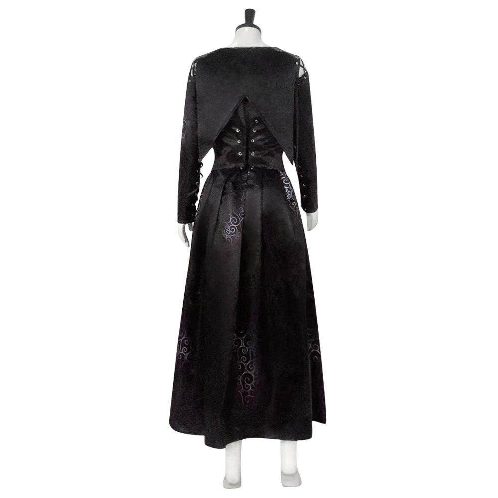 Bellatrix Lestrange Satin Dress Halloween Cosplay Costume - Ecosfun