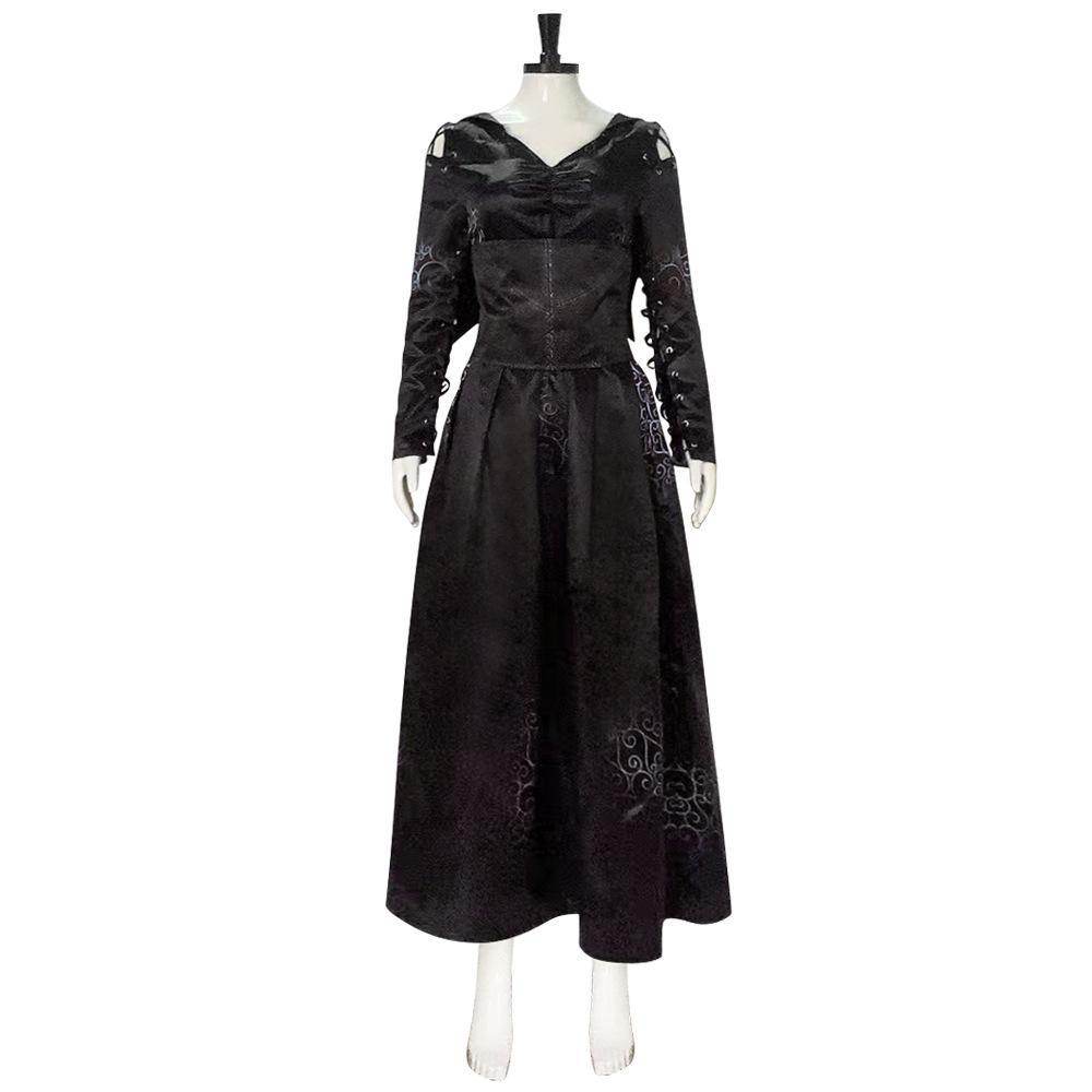Bellatrix Lestrange Satin Dress Halloween Cosplay Costume - Ecosfun