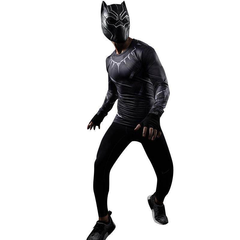 Black Panther Superhero Sport Men T-shirts Long Sleeve Tee - Ecosfun