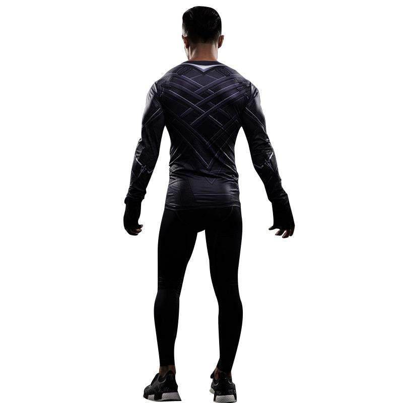 Black Panther Superhero Sport Men T-shirts Long Sleeve Tee - Ecosfun