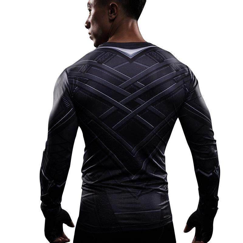 Black Panther Superhero Sport Men T-shirts Long Sleeve Tee - Ecosfun