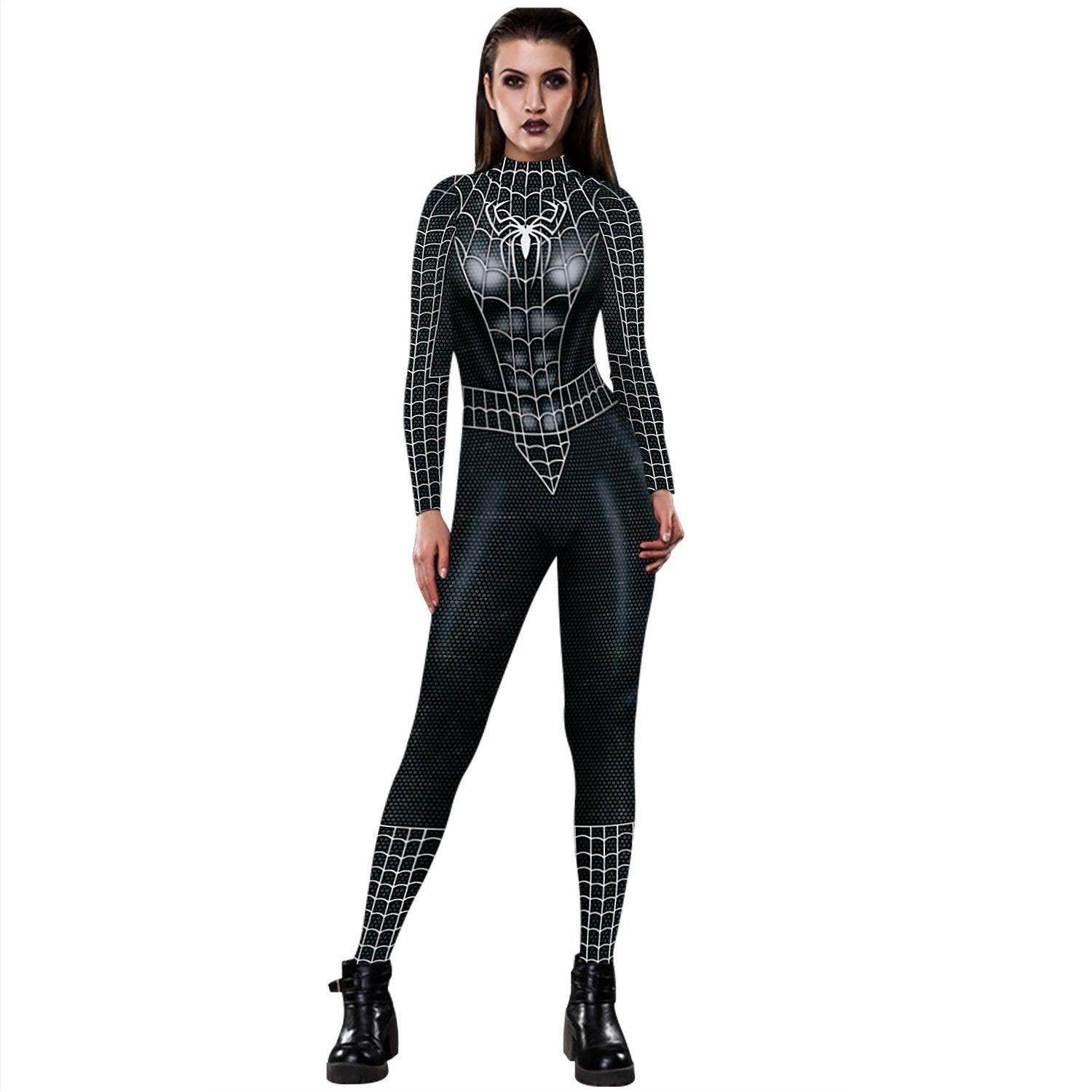 Black Peter B Parker Spider-man Cosplay Outfits Halloween Costume Women Jumpsuit - Ecosfun