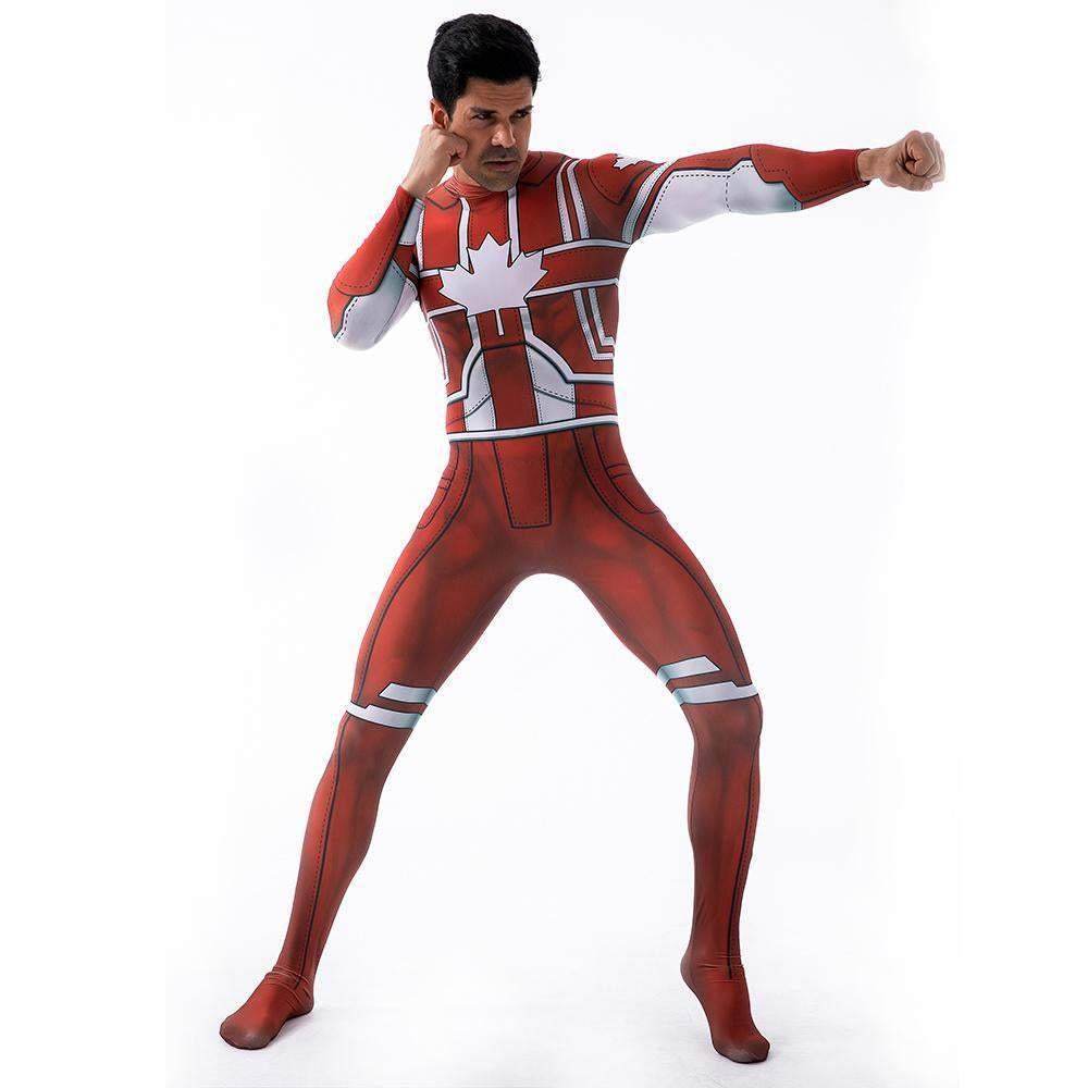 Captain Canuck Cosplay Costumes Jumpsuit Superhero Halloween Tights Zentai For Adult Kids - Ecosfun