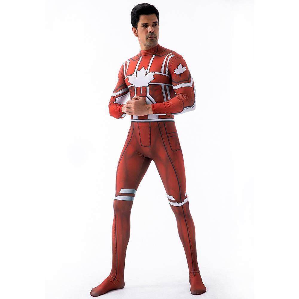 Captain Canuck Cosplay Costumes Jumpsuit Superhero Halloween Tights Zentai For Adult Kids - Ecosfun
