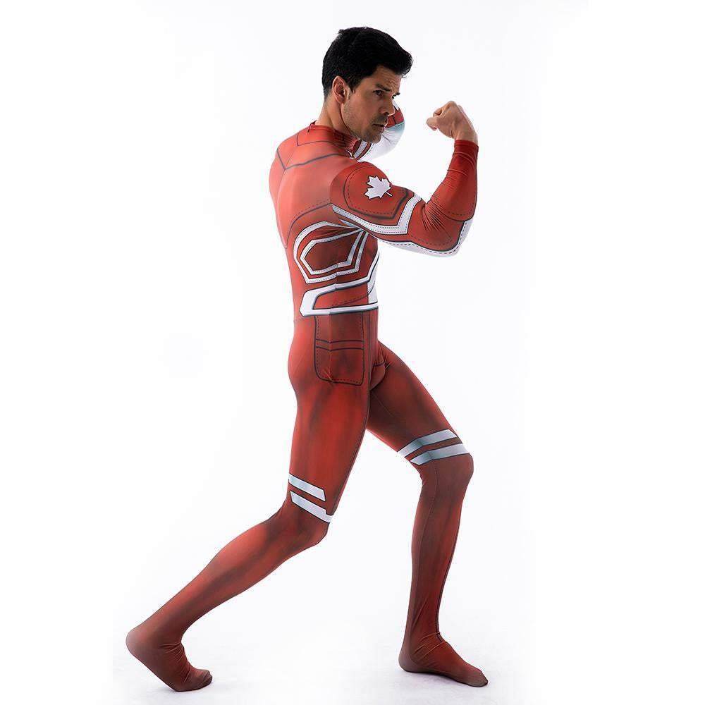 Captain Canuck Cosplay Costumes Jumpsuit Superhero Halloween Tights Zentai For Adult Kids - Ecosfun