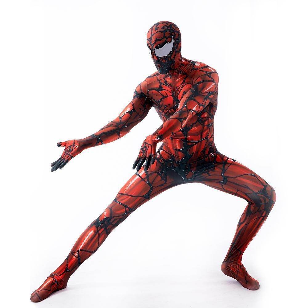 Carnage Red Rubies Venom Spider-Man Costume Cosplay Jumpsuit Superhero Bodysuit Halloween Suit Zentai For Adult Kids - Ecosfun