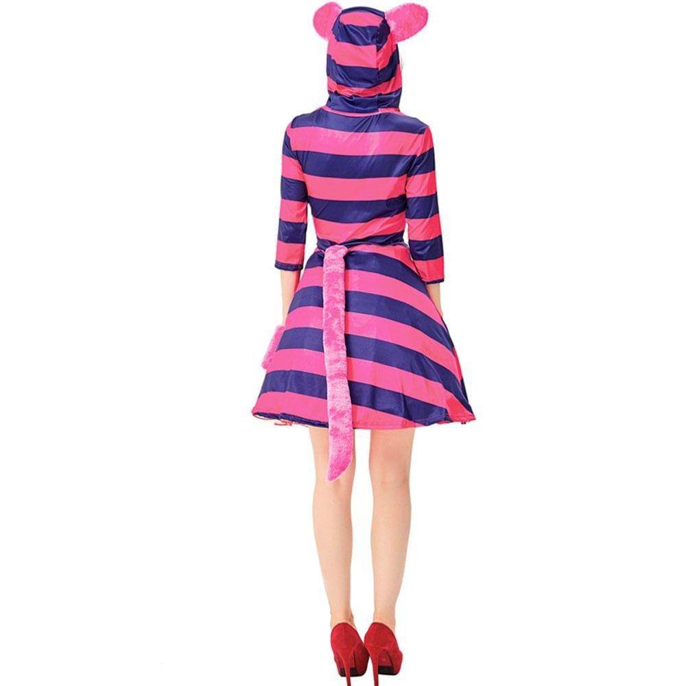 Cheshire Cat Costume Women Alice in Wonderland Party Dress Halloween - Ecosfun