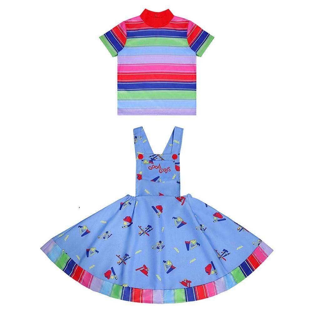 child's kids Chucky Costume Boy Jumpsuit Girls Dress stage Halloween - Ecosfun