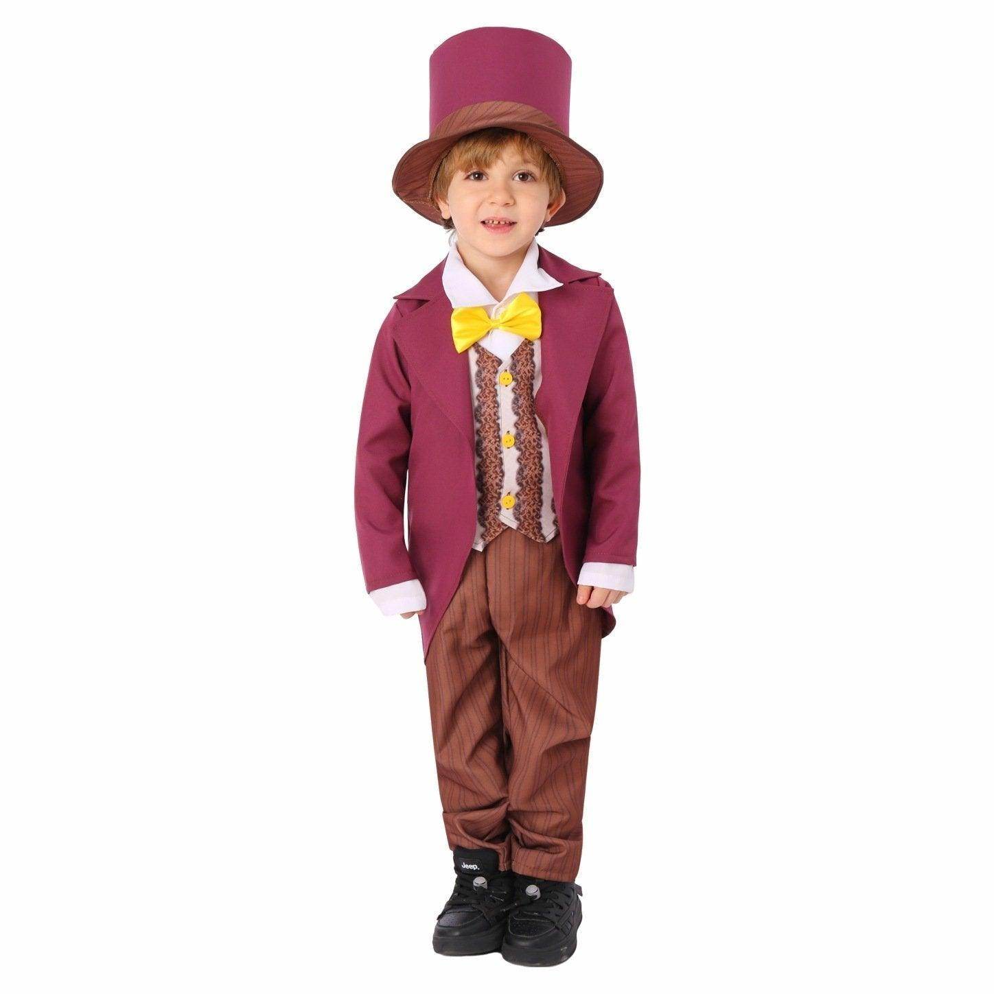 Chocolate Willy Wonka Movie Purple Kids Party Suit Cosplay Costumes Halloween - Ecosfun