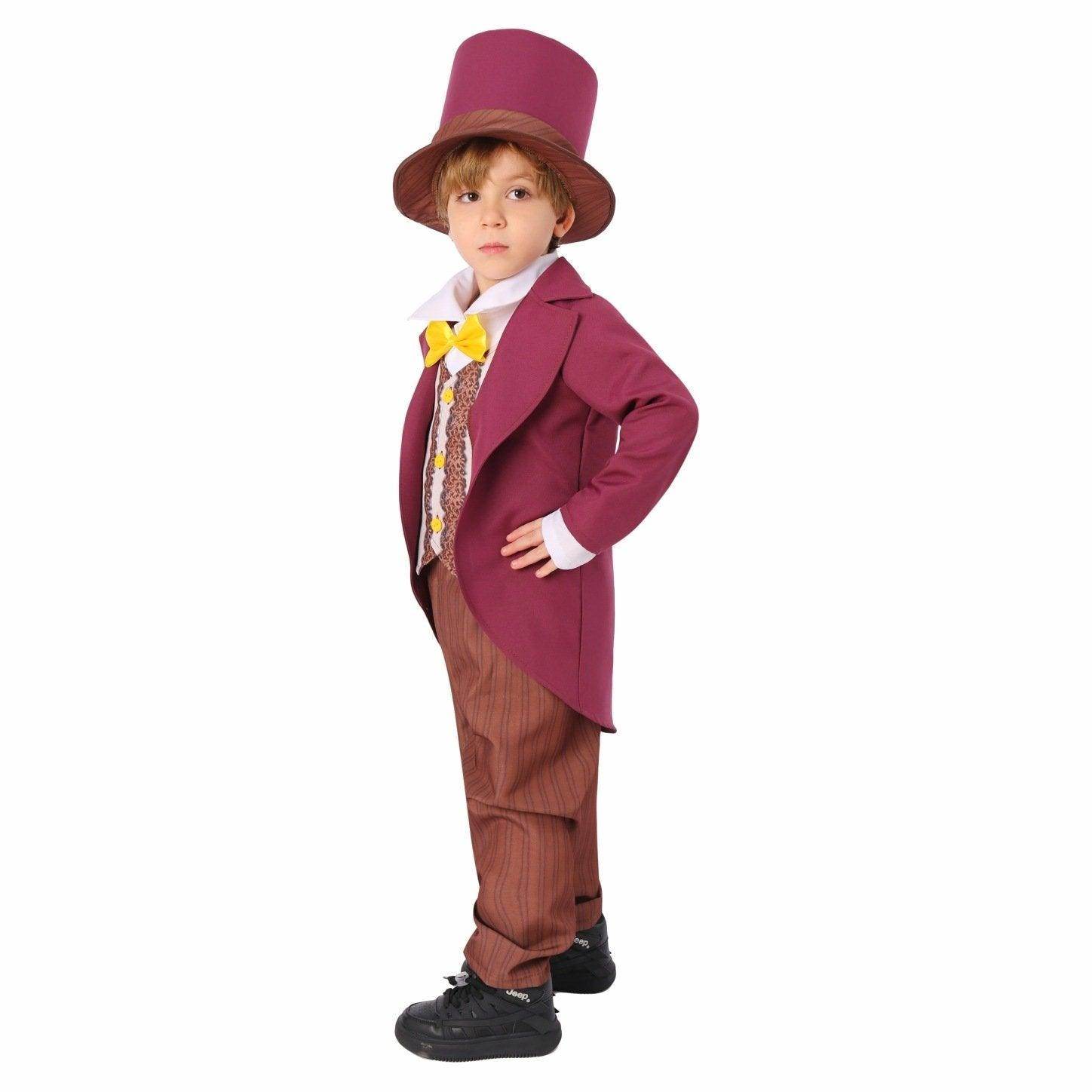 Chocolate Willy Wonka Movie Purple Kids Party Suit Cosplay Costumes Halloween - Ecosfun