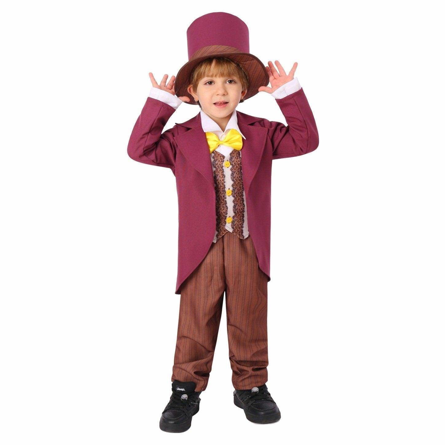 Chocolate Willy Wonka Movie Purple Kids Party Suit Cosplay Costumes Halloween - Ecosfun