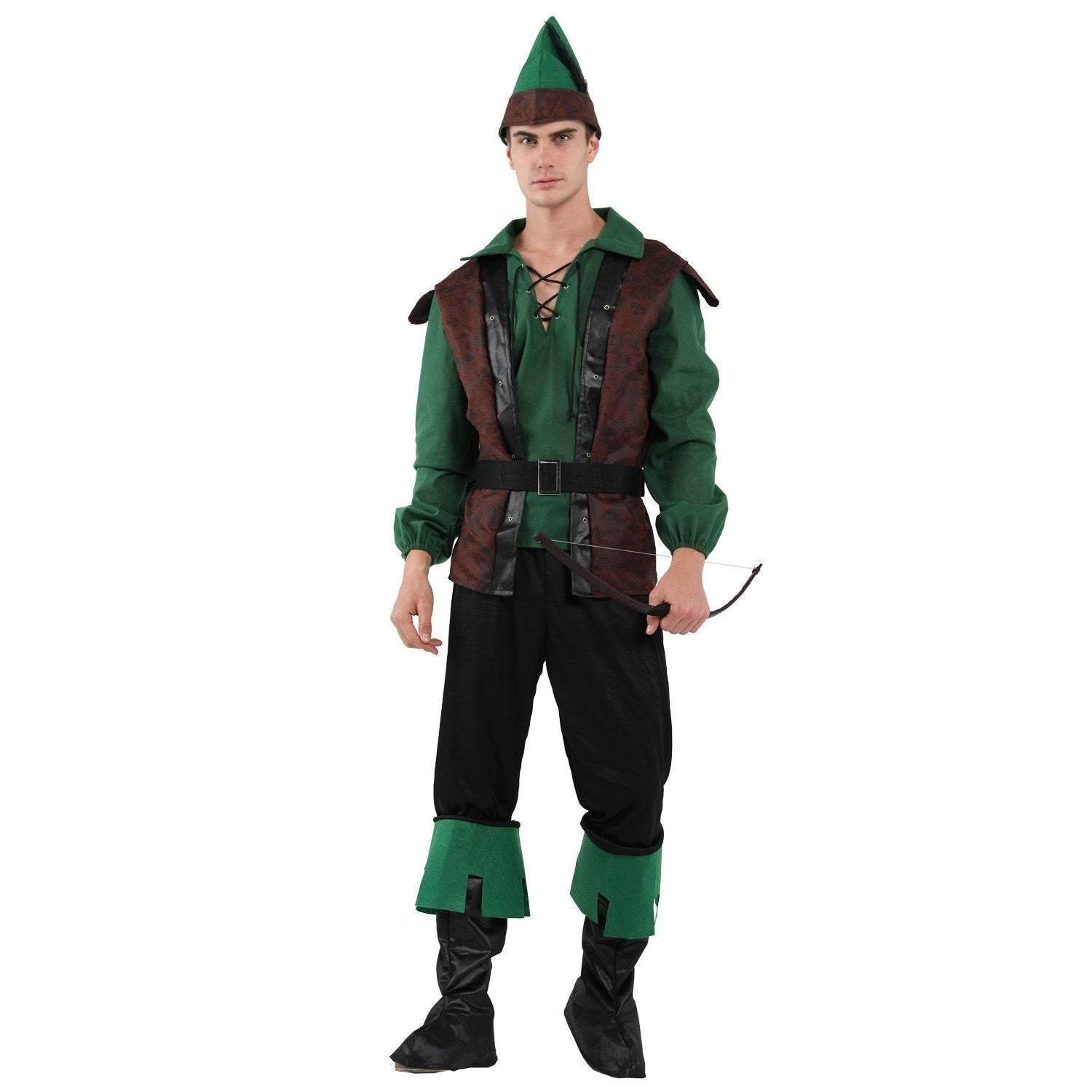 Forest Prince Costumes for Men Halloween Adult Hunter Cosplay Set Green Outfit - Ecosfun
