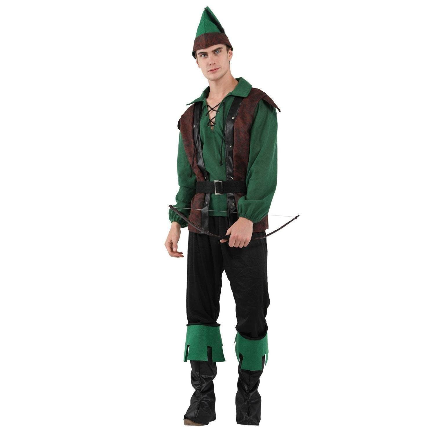 Forest Prince Costumes for Men Halloween Adult Hunter Cosplay Set Green Outfit - Ecosfun