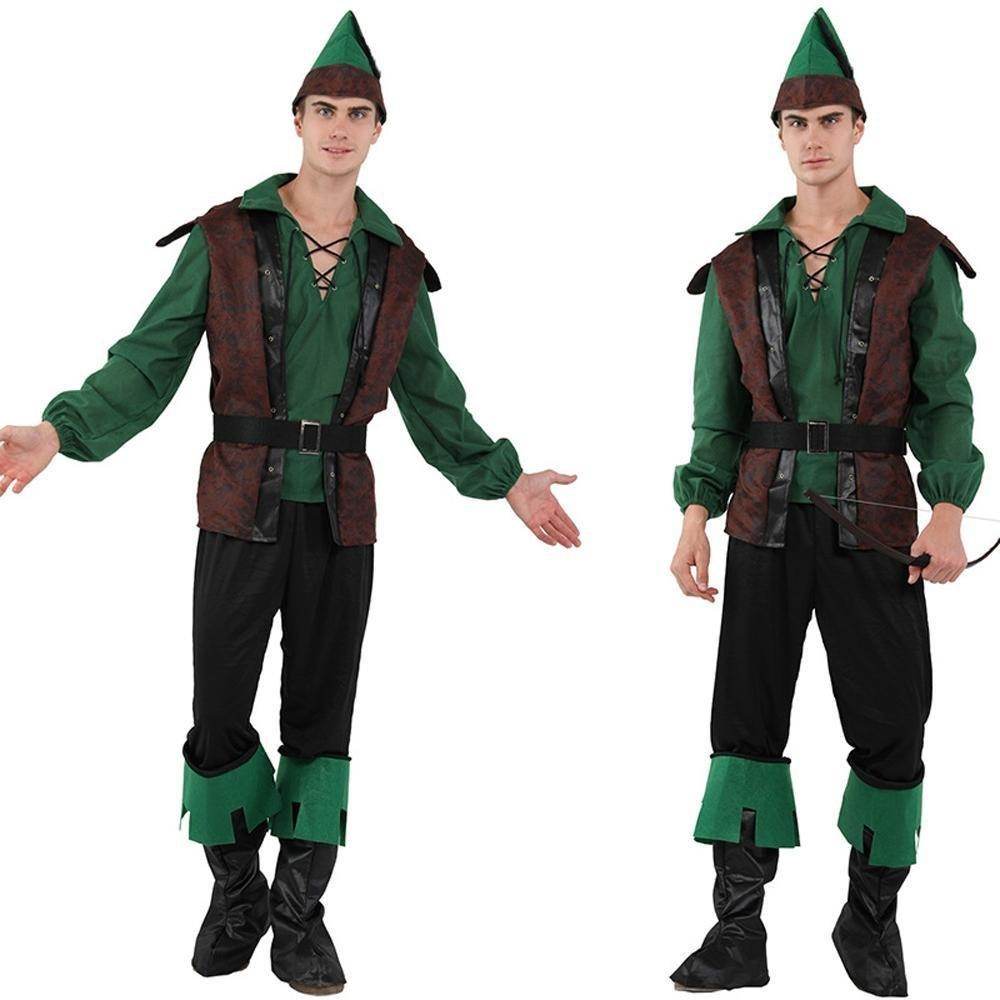 Forest Prince Costumes for Men Halloween Adult Hunter Cosplay Set Green Outfit - Ecosfun