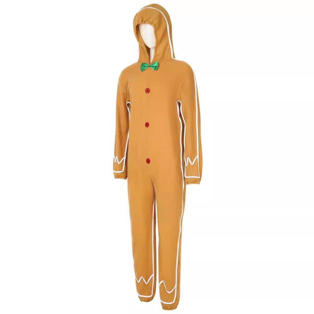 Adult Gingerbread Man Costume Christmas Holiday Hoddie Funny Pajamas - Ecosfun