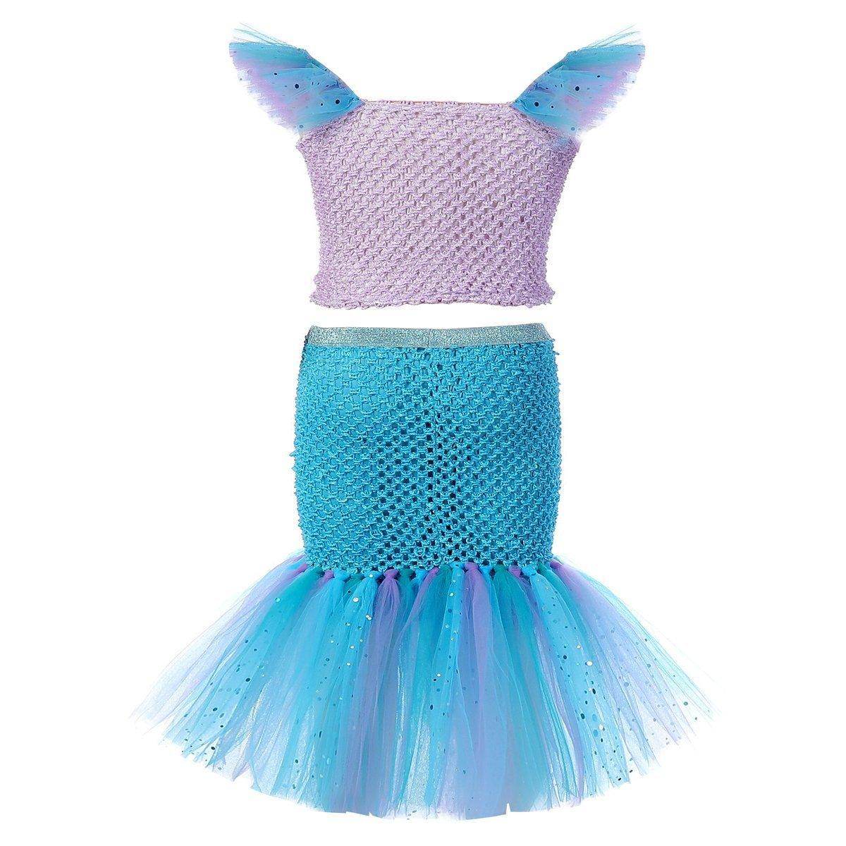 Mermaid Princess Costume Kids Girls Cosplay Party Tutu Dress Halloween Outfit - Ecosfun
