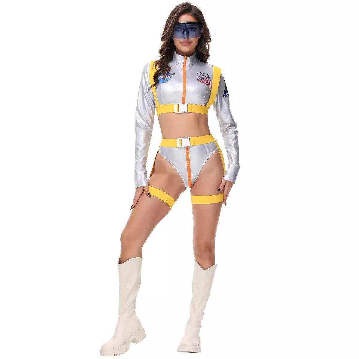 Nightclub Fun Gold Stamped Space Suit Astronaut Female Costume Music Festival Halloween - Ecosfun