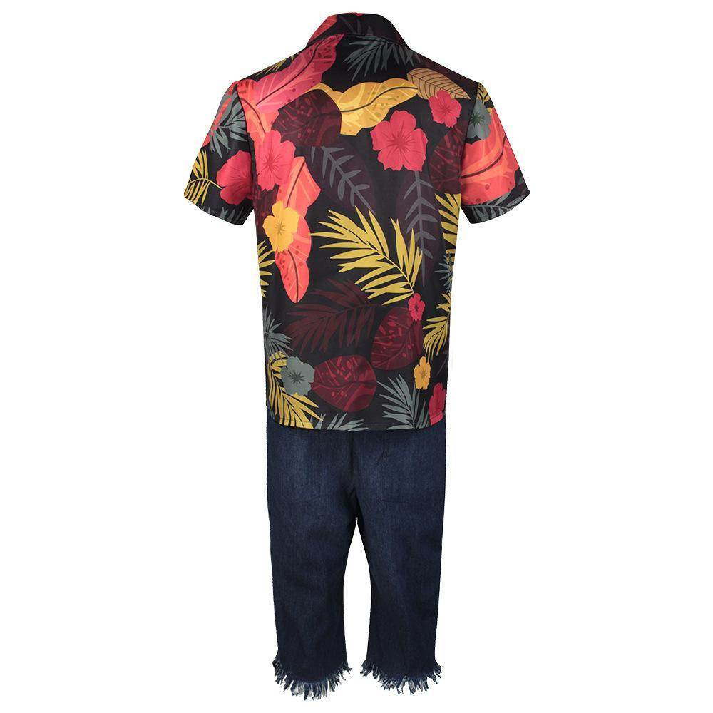 one picece luffy costume live floral shirt Anime Cosplay with straw hat - Ecosfun