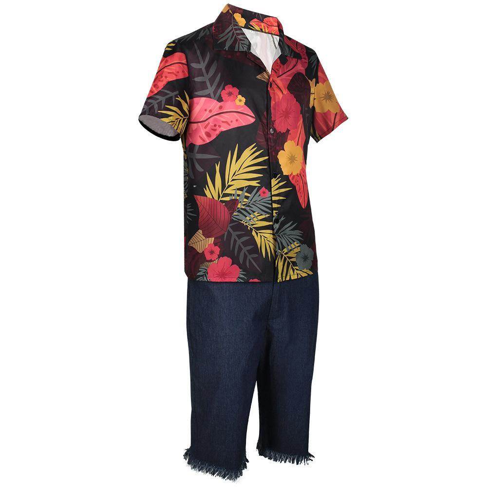 one picece luffy costume live floral shirt Anime Cosplay with straw hat - Ecosfun