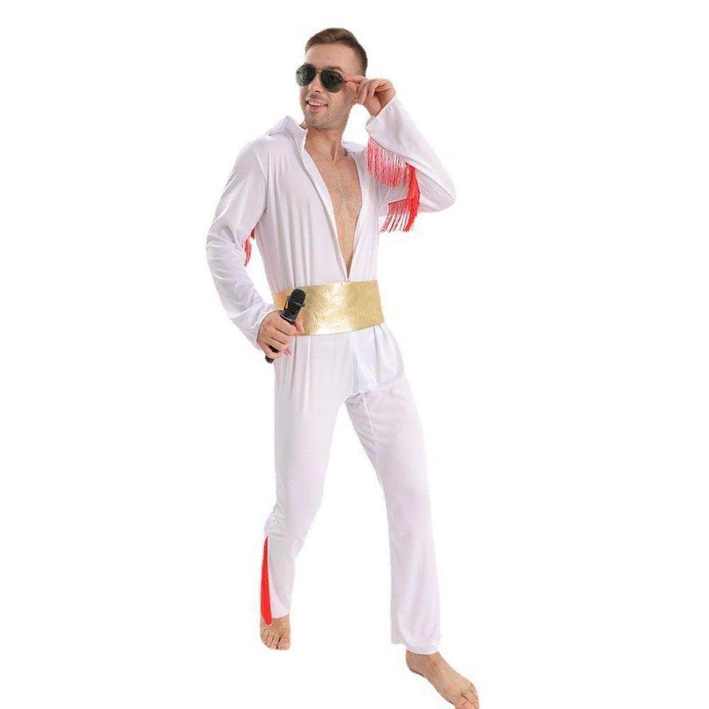 Singer Elvis Presley 80s Costume Outfits Vintage Carnival Masquerade Halloween for Men - Ecosfun