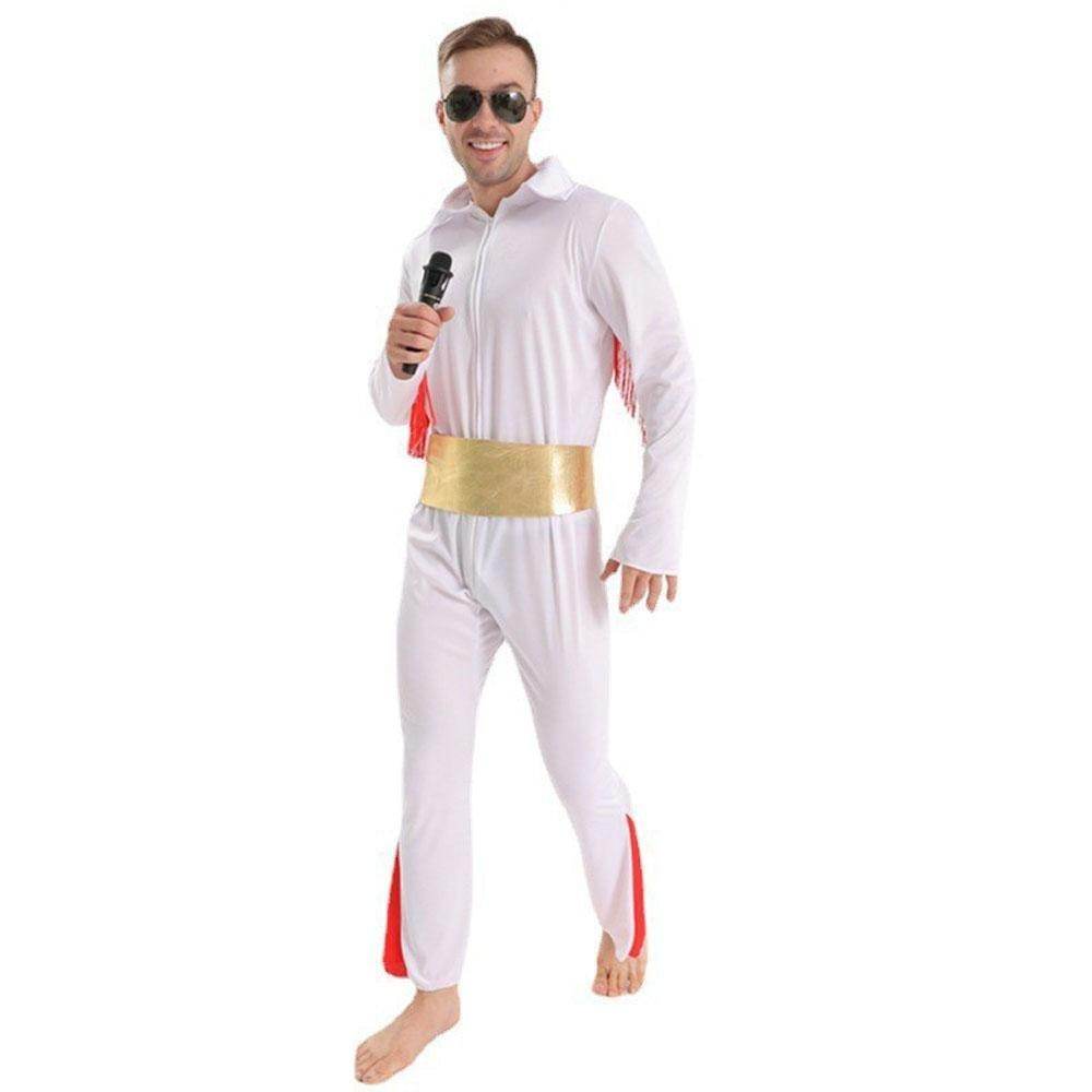 Singer Elvis Presley 80s Costume Outfits Vintage Carnival Masquerade Halloween for Men - Ecosfun