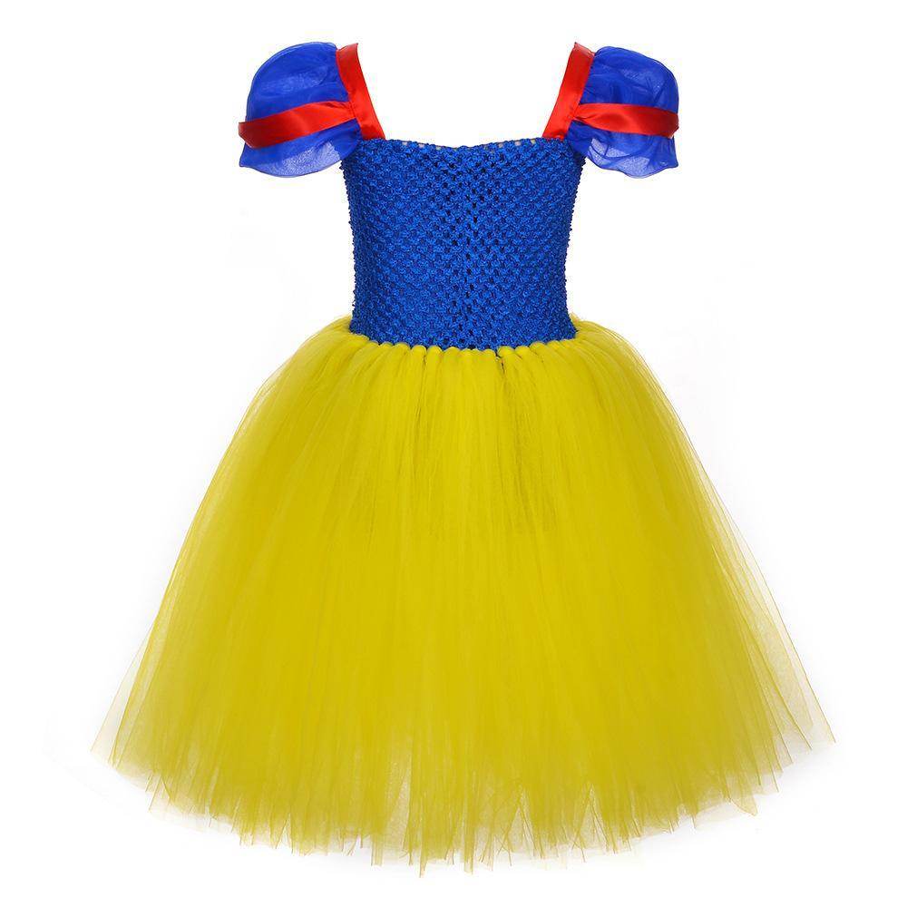 Snow White Princess Costume Kids Girls Cosplay Party Tutu Cake Dress Halloween Outfit - Ecosfun