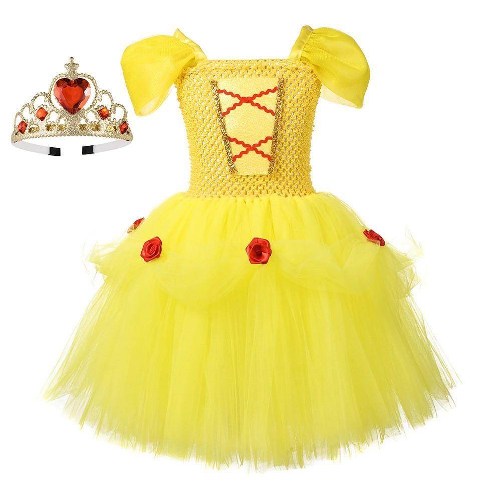 Snow White Princess Costume Kids Girls Cosplay Party Tutu Cake Dress Halloween Outfit - Ecosfun