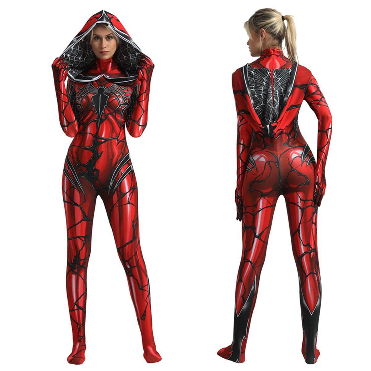 Spider-Man Venom Spider-Gwen Stacy Jumpsuit Lady Carnage Hooded Cosplay Costume Halloween - Ecosfun